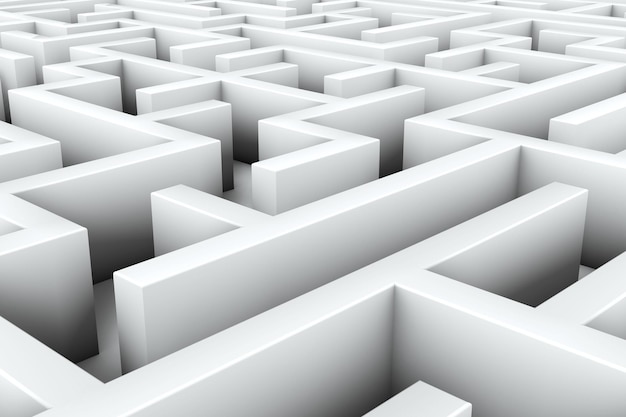 Complex maze structure Business problems and solution concept 3D Rendering