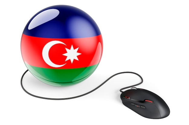 computer mouse with azerbaijani flag internet network in azerbaijan concept 3d rendering
