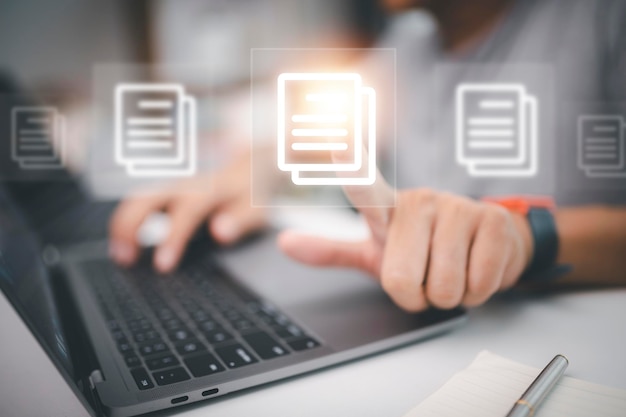 Concept of document management using symbols on a virtual screen, ERP