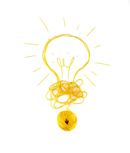 concept of idea and innovation with tangle of wool yarn