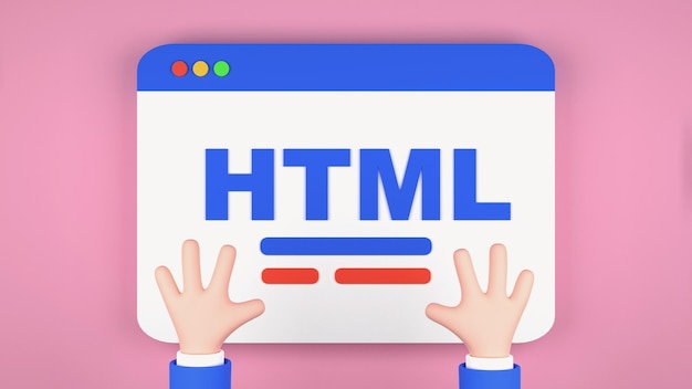 concept of web page markup using html 3d render illustration