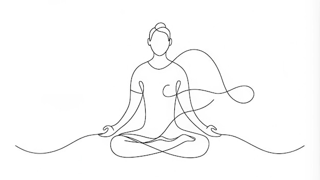 Continuous Line Drawing of a Person Meditating