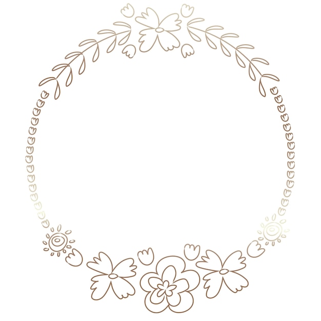 Cute doodle floral wreath transparent png