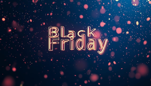 Cyberpunk Style Black Friday Red Glowing Text with Bokeh Effect