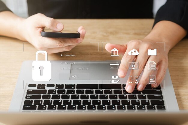 cybersecurity concept global network security technology business people protect personal information encryption with a padlock icon on the virtual interfacex9xa