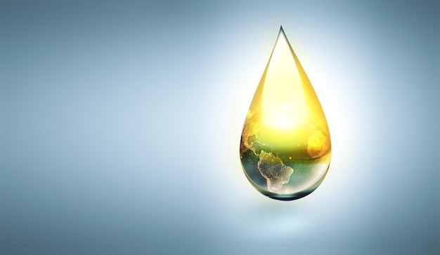 D drop of oil with the world inside conceptual image