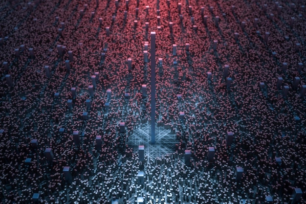 dark technological lines background with cubes and lines 3d rendering