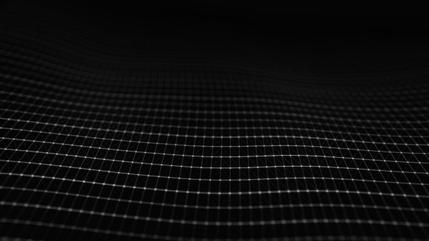 Data technology illustration Abstract futuristic background Wave with connecting dots and lines on dark background Wave of particles