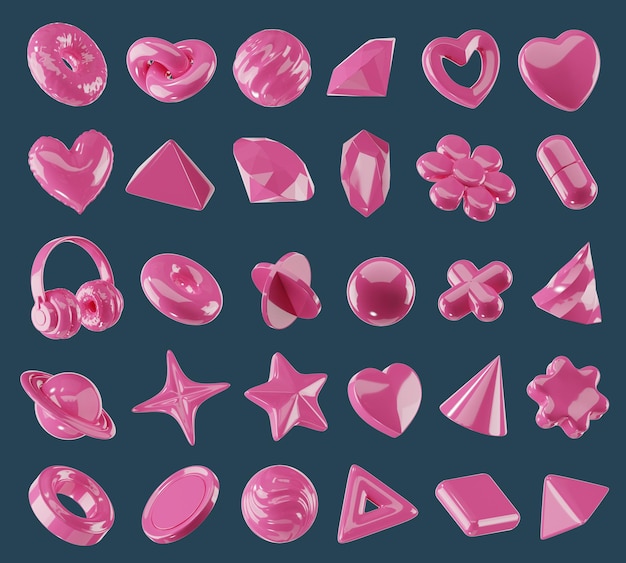 Decoration set element for design pack isolated background 3d rendering