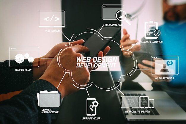 Developing programming and coding technologies with Website design in virtual diagram