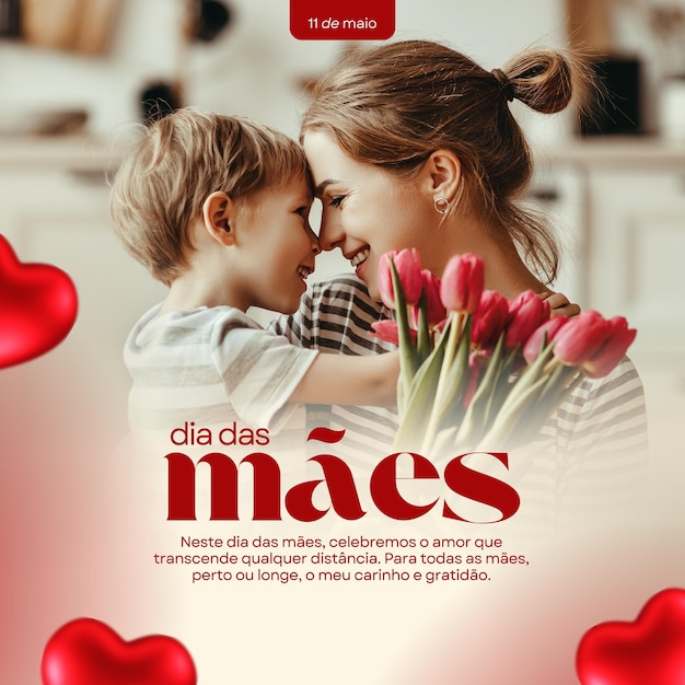 dia das maes mensagem comemorativa fotografico vermelho branco post do instagram 1