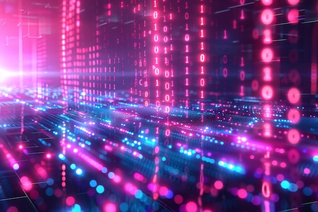 digital binary technology background created with generative ai