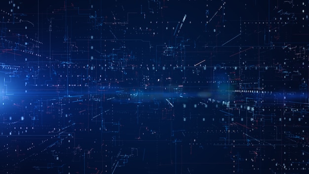 digital cyberspace with particles and digital data network connections