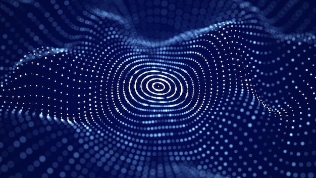 Digital dynamic wave Abstract vector background with connection dots lines and triangles Big data visualization