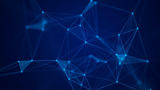 Distribution of lines and points in space Digital background of data network connection 3D rendering