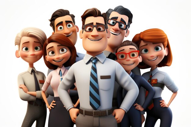 Diverse Pixar Styled Avatars in Various Outfits Generative AI