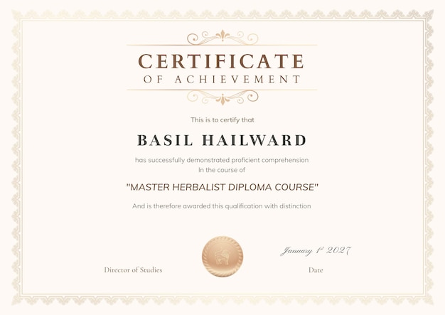 Editable formal certificate template simple beige design