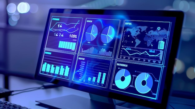 Ekranda grafik ve şema finans teknolojisi panosu