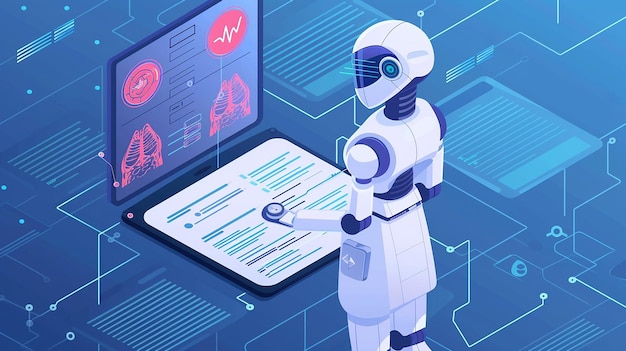 Ekranda robot kelimesinin yazılı olduğu bir karikatür