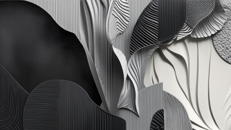 Elegant Monochrome Abstract Wallpaper with Textured Depth Generative AI