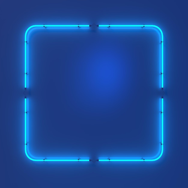 Empty Neon Sign with illumination on wall 3d illustration