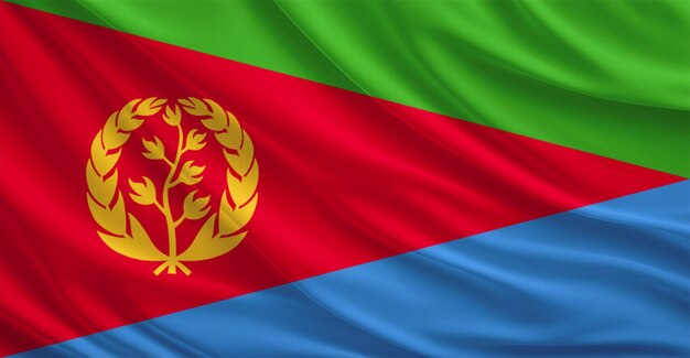 Eritrea Flag Flying In The Wind