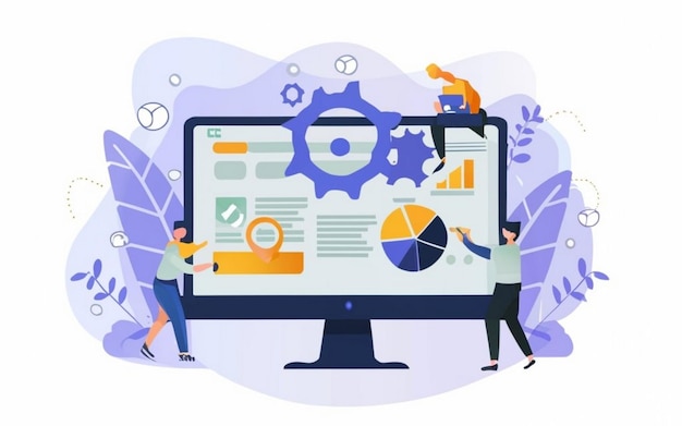 ERP kurumsal kaynak planlama konsepti şirket verimliliği ve iyileştirme İllüstrasyon web sitesi