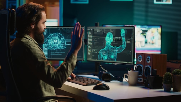 Expert inserts disk into PC containing software evolving AI into sentient being