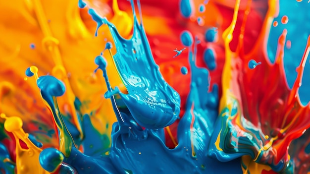 Explosive splashes of vivid paint expressionism abstract background