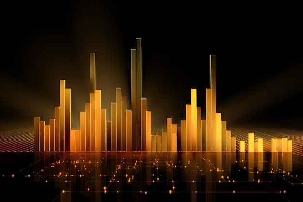 Financial stock market on gold color background online business concept Digital illustration