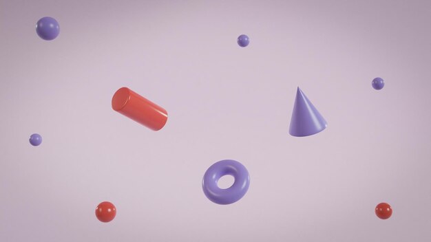 Flat And Colorful Shapes 3d Render