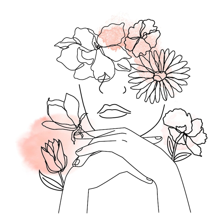 Fotoğraf floral face line art