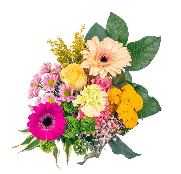 Flowers bouquet wreath isolated on white background