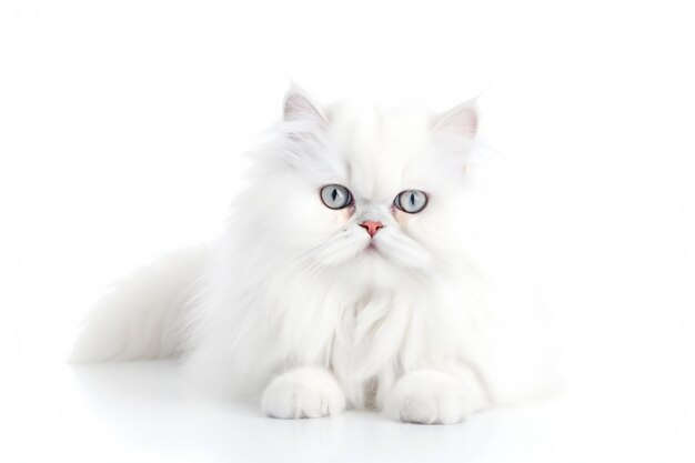 fluffy cat on white background