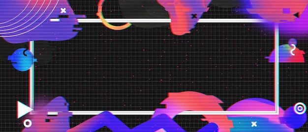 Frame border template in retro futuristic synthwave style