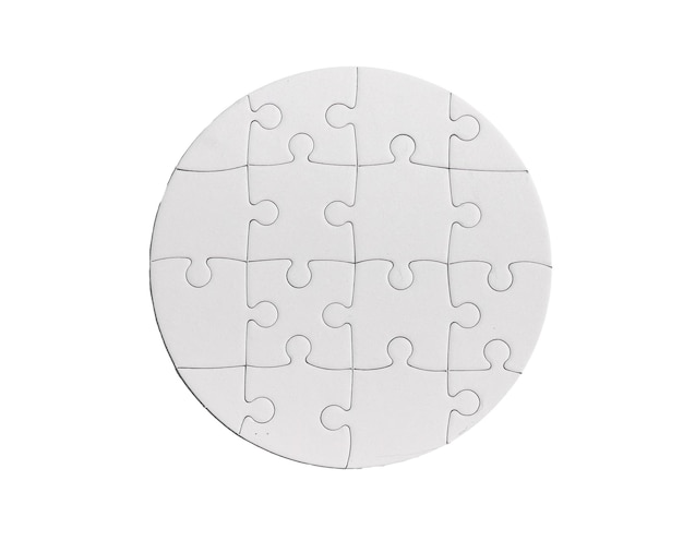 Full completed puzzle of circle shape isolated on white