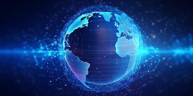 Futuristic blue earth abstract technology background
