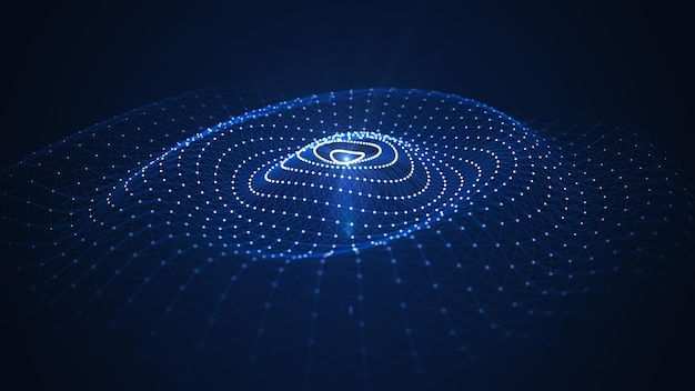futuristic internet connection network on a blue background the wave effect of the web the concept of big data the effect of particle oscillation 3d rendering