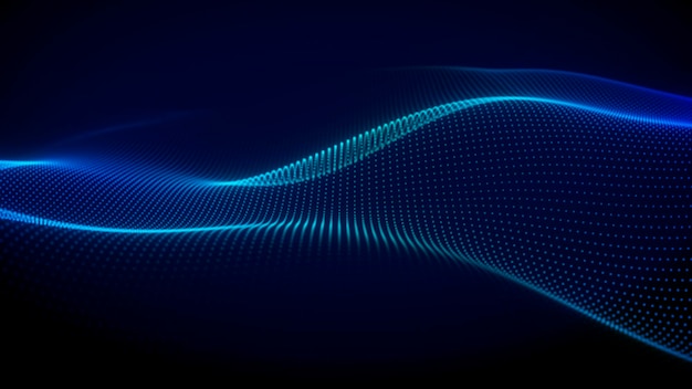 Futuristic Technology Glowing Blue Wave on Dark Background