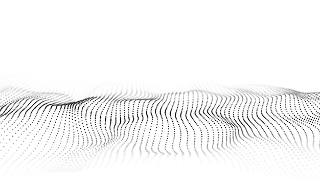 Futuristic wave of moving dots on a white background 3D rendering