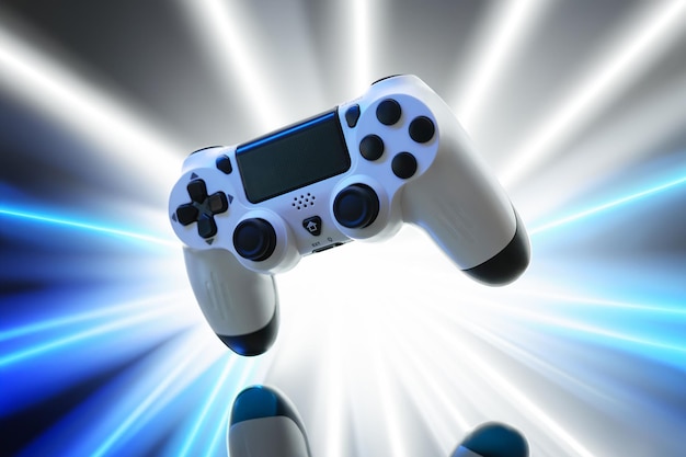 Gamepad on abstract background with light effects