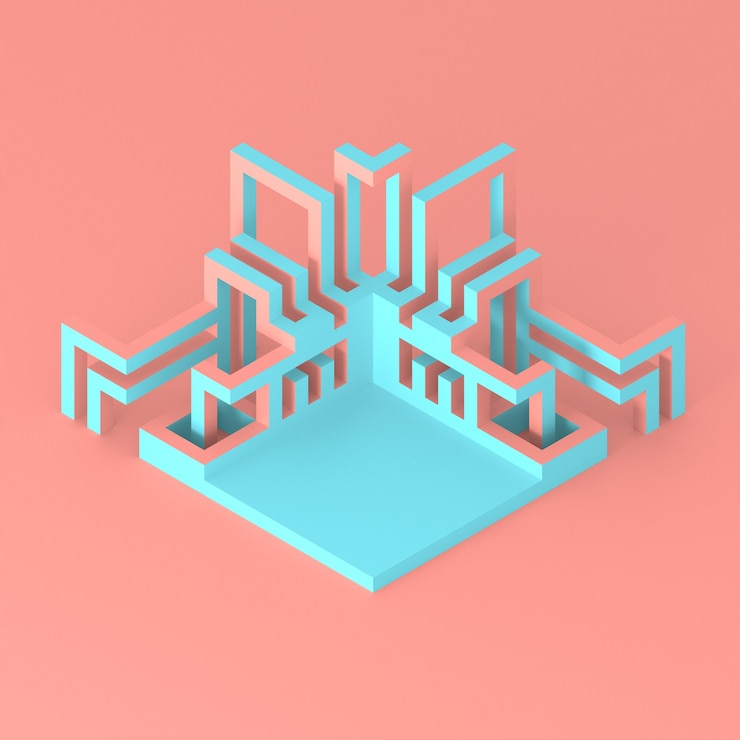 Fotoğraf gelişen tüp yapılarına sahip soyut geometrik modern podyum 3d illüstrasyon