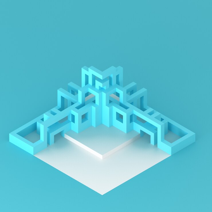 Fotoğraf gelişen tüp yapılarına sahip soyut geometrik modern podyum 3d illüstrasyon