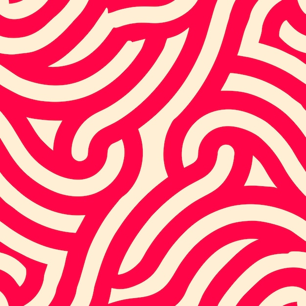 geometric red seamless pattern for back side card curve thick line wave mystic labirinth romb