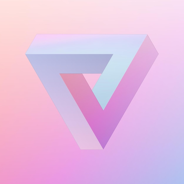 Geometry of the impossible Impossible triangle with striking colors 3d illustration