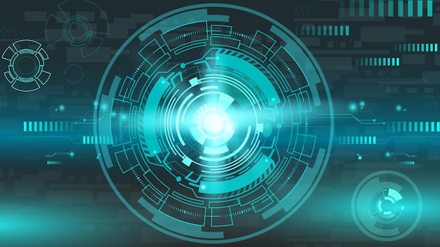 glowing cyan color digital hud element on black background abstract digital technology data concept