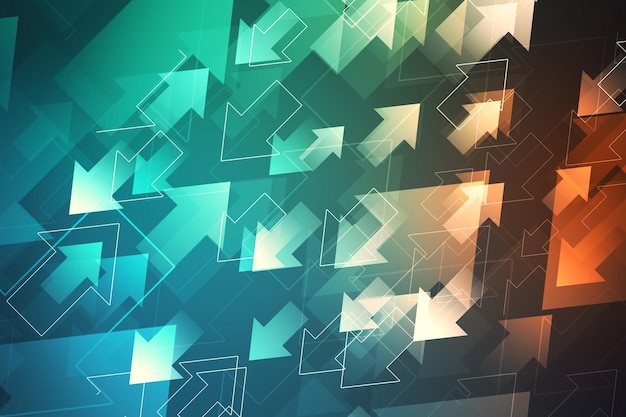 Glowing digital arrows background Technology and media concept 3D Rendering
