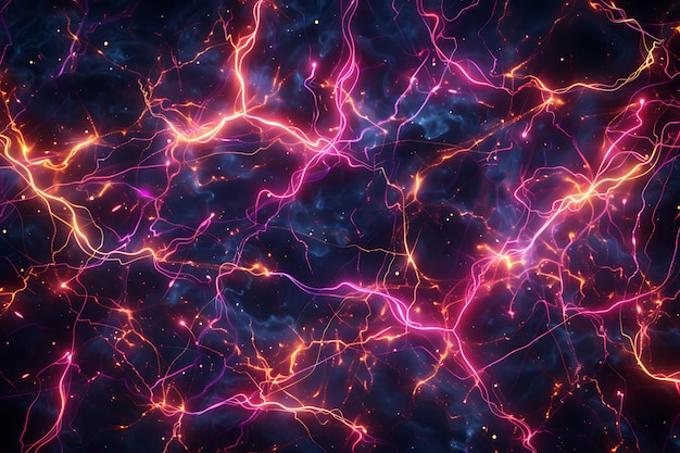 glowing lines of electricity creating dynamic intersecting patterns on a dark canvas filled with vibrant energy
