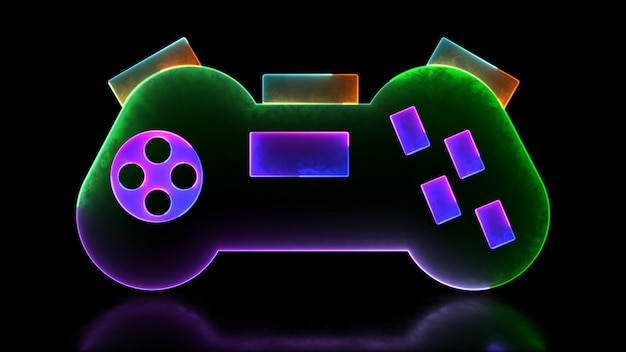 glowing looping icon video game joy neon effect black background