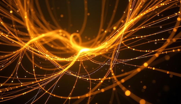 Glowing threads spiral outward in all directions from a central point The threads should glow